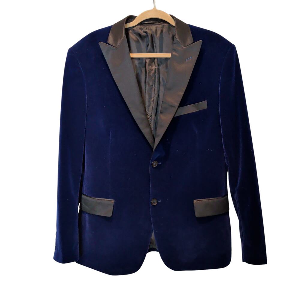 TR Tailored Recreation Men's Sz XL 44 Royal Blue Velvet Blazer Tuxedo Jacket